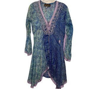 Donale St. Barths for Scoop blue purple embroidered silk cover up tunic top 1